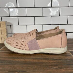 Earth Origins Elin Womens Size 8 Wide Shoes Dusty Pink Leather Casual Slip On